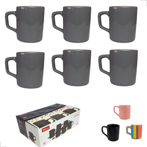 Jogo 6 Xícara Café Chá Cerâmica Caneca 80ml Colorida Pequena