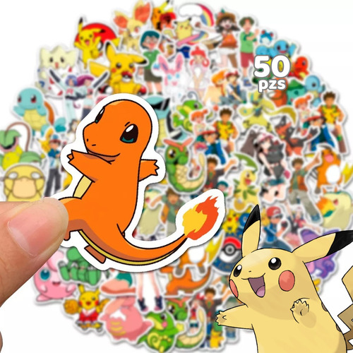 50 Pzs Lote Pegatinas Anime Pokemon Pikachu Ash Stickers F Color Surtido