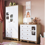 Quarto Infantil Com Guarda Roupa 3 Portas 3 Gavetas E