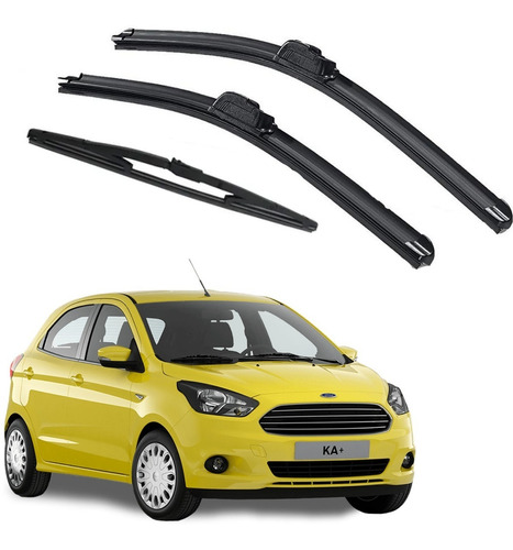 Kit 3 Escobillas Limpiaparabrisa Goma Flex - Ford Ka Nuevo