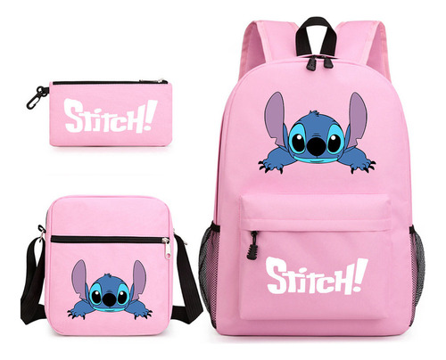 Mochila Pink Stitch Con Accesorios De 3 Piezas