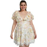Vestido Encaje De Bolillo Tallas Extras, 51850 (blanco Flore