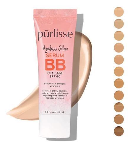 Base De Maquillaje En Crema Purlisse Angels Glow Serum Bb Cream Serum Bb Cream Spf 40 Tono Ligth Medium - 40ml