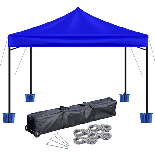 Gazebo Para Playa 3x3 Con Bolso De Ruedas Autoarmable Plegable Reforzado Azul