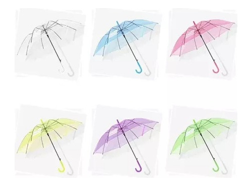 Paraguas 8 Varillas Color Transparente Lluvia 60cm