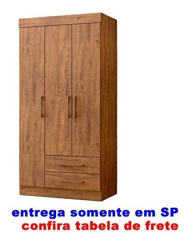 Guarda Roupa Compacto Pequeno Solteiro 3 Portas 2 Gavetas 