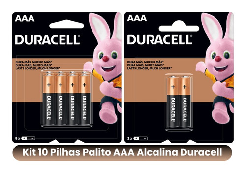  10 Pilhas Palito 3a Coum Bateria Aaa Palito Duracell Com Nf