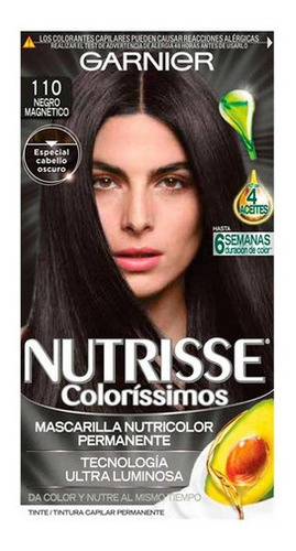 Kit Tinte Garnier  Nutrisse Coloríssimos Mascarilla Nutricolor Permanente Tono 110 Negro Magnético Para Cabello