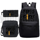 Mochila Free Fire Garena Para Crianças, 3 Peças, Conjunto De