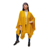 Maxi Ruana Mantón Manta Capa Poncho Mujer Tipo Angora Flecos