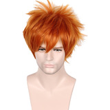 Kits De Cosplay Peluca Corta Y Lacia  Naranja Para Hombre