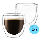 Taza Espresso Doble Vidrio 100cc X6 Apt Nespesso Dolce Gusto