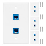 Placa De Pared Ethernet De 4 Piezas Y 2 Puertos, Rj45 Cat6 H