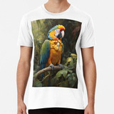 Remera Guacamayo En Un Ambiente Tropical Rodeado De Flores Y