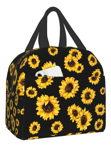 Bolsa De Almuerzo De Flores De Girasol De Lujo Para Mujer, E