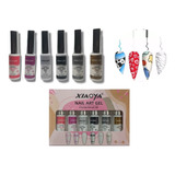 Pinturas Liner Nail Art Gel 6 Colores- Xiaoya, Mano Alzada