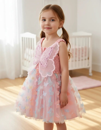 Vestido Bebé Mariposa Primavera Disfraz Princesa Niña