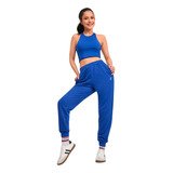 Jogger Deportivo Mujer Azul Con Cintura Elástica 818-41