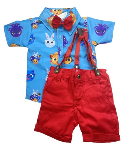 Roupa Infantil Bolofofos Conjunto Social Menino Festa Novo C