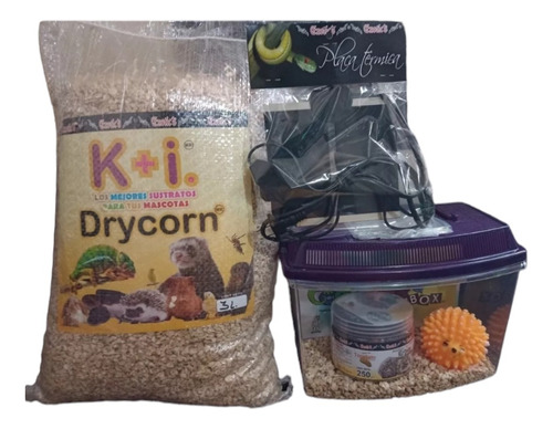 Kit Accesorios Alimento Para Erizo, Placa Térmica Y Sustrato