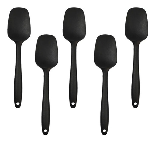 Kit 5 Colheres (rasa) Silicone Alta Qualidade Verm. Ou Preto