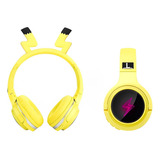Fone Bluetooth Sem Fio Over-ear Headset Pikachu Crianças Cor Amarelo