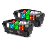 Kit 2 Mini Moving Spider Beam 8 Leds De 5w Rgbw Strobo Dmx