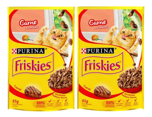 Kit Sache Friskies Sabor Carne 2 Unidades Purina Para Gatos