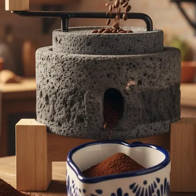 Molino Artesanal De Piedra Volcanica Para Café Y Otros Grano Negro