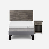 Cama Pratta 1,5 Plazas Pata Madera + Muebles Tabor Grafito