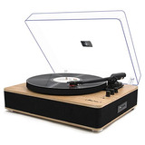 Bluetooth Vinyl Record Player 3-speed Belt-drive Turnta...