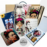 Caja  Regalo Frida Kahlo / Botella Metálica / Mug Opalizado