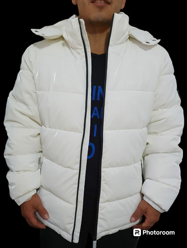 Campera Puffer Metalizada De Hombre C/ Piel