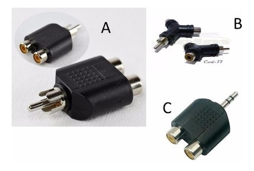 Pack 3 Uni Adaptador Spliter 2 Rca H A 1 Rca M / Rca A Plug