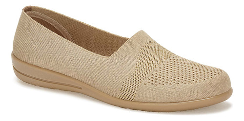 Flat Casual Andrea Con Diseño Elástico Para Mujer Beige