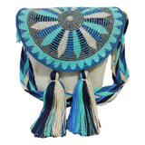 Mochila Wayuu  Tapa Con Piedreria Únicolor Grande 