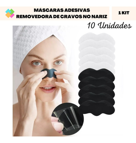 Kit Com 10 Adesivos Limpeza De Poros Tira Cravos Nariz