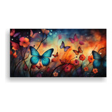 80x40cm Cuadro Mariposas Macro Colores Pasteles Flores