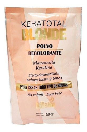 Sobre Polvo Decolorante Bellissima Blonde Keratina X 50 Gr