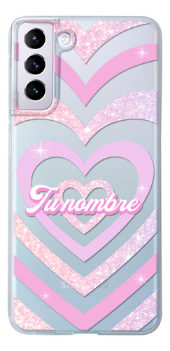 Funda Para Galaxy Para Mujer Corazón Rosa Con Tu Nombre