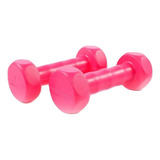 Mancuernas 2 Kg Pvc X Par Pesas Hexagonal Plastico Gym Color Rosa