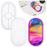 2 Pieces Diy Tray Silicone Resin Mold - Oval Jewelry Making