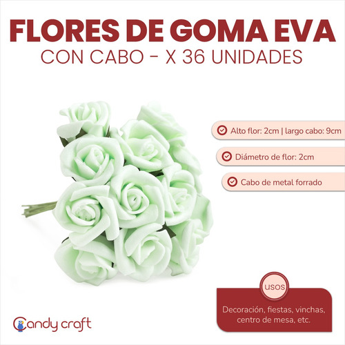 Flores De Goma Eva Con Cabo X 36 Unidades - Deco Souvenirs