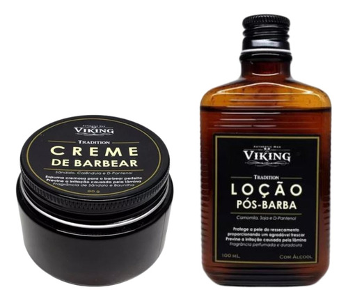 Kit Loção Pós-barba Leve Ardência + Creme Barbear Viking