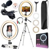 Kit Youtuber Tripé Profissional Microfone Led Ring Light