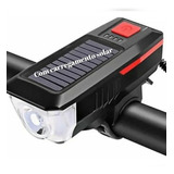 Farol Bike Led Recarregável Solar Ou Usb Com Buzina