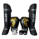 Kit Muay Thai Luva 14oz Caneleira Band Bucal Thunder Pulser