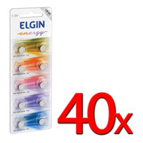 Kit 40 Bateria Lr41 Ag3 Lr736 Elgin Pilha Alcalina Original