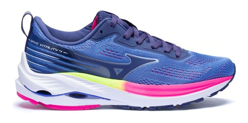 Tênis Mizuno Feminino Vitality 4 - Azul / Pink / Limão