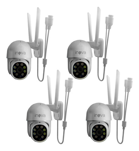 Kit 4 Câmera Ip Wifi Dome Rotativa Visão Noturna 2 Antena 